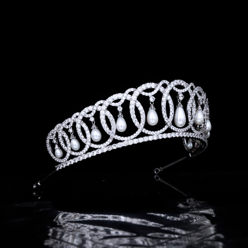 The Grand Duchess Vladimir Tiara,Queen Elizabeth Pearl Crown for Wedding Bride