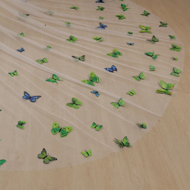 3D Butterfly Applique Tulle Wedding Bridal Long Cathedra Veil