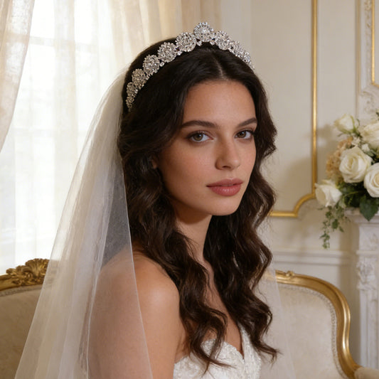 Glamorous Rhinestone Cluster Tiara – Perfect for Weddings, Proms & Special Occasions