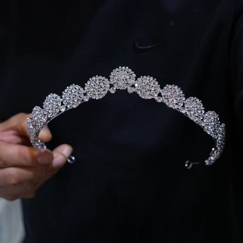 Glamorous Rhinestone Cluster Tiara – Perfect for Weddings, Proms & Special Occasions
